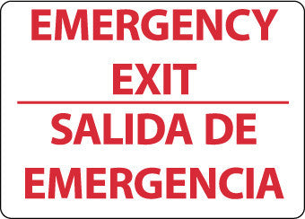 NMC M738PB-EMERGENCY EXIT, BILINGUAL, 10X14, PS VINYL (1 EACH)