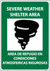 NMC M741RB-SEVERE WEATHER SHELTER AREA (GRAPHIC), BILINGUAL, 14X10, RIGID PLASTIC (1 EACH)