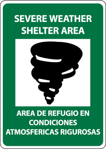 NMC M741AB-SEVERE WEATHER SHELTER AREA (GRAPHIC), BILINGUAL, 14X10, .040 ALUM (1 EACH)
