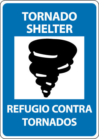 NMC M742RB-TORNADO SHELTER (GRAPHIC), BILINGUAL, 14X10, RIGID PLASTIC (1 EACH)