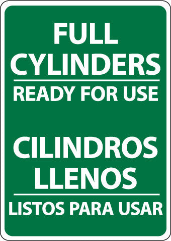 NMC M743RB-FULL CYLINDERS READY FOR USE, BILINGUAL, 14X10, RIGID PLASTIC (1 EACH)