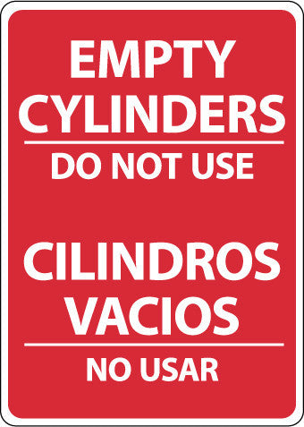 NMC M745PB-EMPTY CYLINDERS DO NOT USE, BILINGUAL, 14X10, PS VINYL (1 EACH)