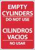 NMC M745PB-EMPTY CYLINDERS DO NOT USE, BILINGUAL, 14X10, PS VINYL (1 EACH)