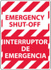 NMC M747RB-EMERGENCY SHUT-OFF, BILINGUAL, 14X10, RIGID PLASTIC (1 EACH)