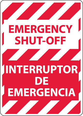 NMC M747PB-EMERGENCY SHUT-OFF, BILINGUAL, 14X10, PS VINYL (1 EACH)
