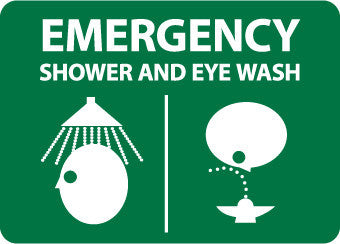 NMC M752RB-EMERGENCY SHOWER & EYE (GRAPHICS), 10X14, RIGID PLASTIC (1 EACH)