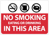 NMC M760PB-NO SMOKING EATING OR DRINKING IN THIS AREA (GRAPHICS), 10X14, PS VINYL (1 EACH)