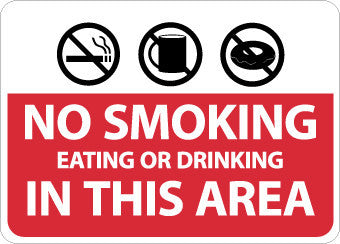 NMC M760RB-NO SMOKING EATING OR DRINKING IN THIS AREA (GRAPHICS), 10X14, RIGID PLASTIC (1 EACH)