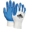 Memphis 9680S Small FlexTuff 10 Gauge Abrasion Resistant Blue Latex And Rubber Dipped Palm And Finger Coated Work Gloves With Cotton And Polyester Liner And Knit Wrist  (1/PR)