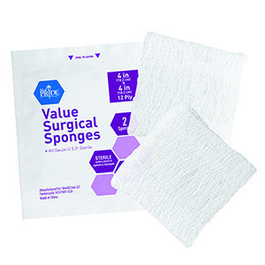MedPride 60574 gauze Sponge ValueStrl 2'S,4X4 12 Ply (Case of 24 Boxes of 25)