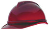 MSA 10034022 Red Class C Type I V-Gard 500 Polyethylene Vented Style Hard Cap With 4-Point Fas-Trac Ratchet Suspension  (1/EA)