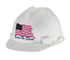 MSA 10034263 White Class E Type I V-Gard Freedom Series Polyethylene Hard Cap With 4-Point Fas-Trac Ratchet Suspension And United We Stand Logo  (20/EA)