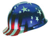 MSA 10052945 Class E Type I V-Gard Freedom Series Polyethylene Hard Cap With Fas-Trac Ratchet Suspension And American Stars And Stripes  (1/EA)