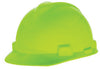 MSA 10061514 Hi-Viz Yellow Class E Type I V-Gard Polyethylene Slotted Style Hard Cap With 1-Touch Suspension  (1/EA)