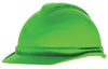 MSA 10074819 Green And Yellow Class C Type I V-Gard 500 Polyethylene Vented Style Hard Cap With 4-Point Fas-Trac Ratchet Suspension  (1/EA)