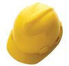 MSA 10150200 Yellow Class E Type I V-Gard GHDPE Slotted Style Hard Cap With 4-Point Fas-Trac Ratchet Suspension  (20/EA)