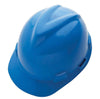 MSA 10150221 Blue Class E Type I V-Gard GHDPE Slotted Style Hard Cap With 4-Point Fas-Trac Ratchet Suspension  (20/EA)