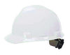 MSA 475358 White Class E Type I V-Gard Polyethylene Slotted Style Hard Cap With 4-Point Fas-Trac Ratchet Suspension  (1/EA)
