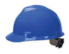 MSA 475359 Blue Class E Type I V-Gard Polyethylene Slotted Style Hard Cap With 4-Point Fas-Trac Ratchet Suspension  (1/EA)