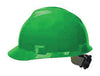 MSA 475362 Green Class E Type I V-Gard Polyethylene Slotted Style Hard Cap With 4-Point Fas-Trac Ratchet Suspension  (1/EA)