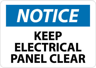 NMC N164RB-NOTICE, KEEP ELECTRICAL PANEL CLEAR, 10X14, RIGID PLASTIC (1 EACH)