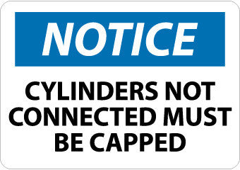 NMC N254RB-NOTICE, CYLINDERS NOT CONNECTED MUST BE CAPPED, 10X14, RIGID PLASTIC (1 EACH)