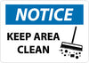 NMC N290PB-NOTICE, KEEP AREA CLEAN, GRAPHIC, 10X14, PS VINYL (1 EACH)