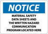 NMC N296PB-NOTICE, MATERIAL SAFETY DATA SHEET AND THE WRITTEN HAZARD COMMUNICATION PROGRAM LOCATED HERE, 10X14, PS VINYL (1 EACH)