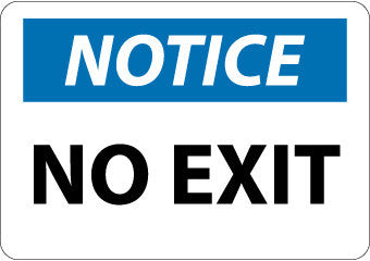 NMC N308RB-NOTICE, NO EXIT, 10X14, RIGID PLASTIC (1 EACH)