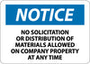 NMC N316PB-NOTICE, NO SOLICITATION OR DISTRIBUTION OF MATERIALS ALLOWED ON COMPANY PROPERTY AT ANY TIME, 10X14, PS VINYL (1 EACH)