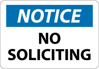 NMC N317RB-NOTICE, NO SOLICITING, 10X14, RIGID PLASTIC (1 EACH)