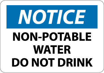 NMC N321PB-NOTICE, NON-POTABLE WATER DO NOT DRINK, 10X14, PS VINYL (1 EACH)