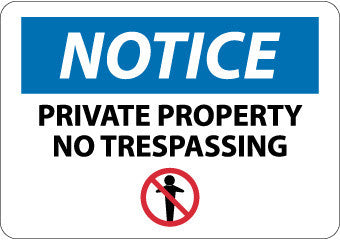 NMC N332PB-NOTICE, PRIVATE PROPERTY NO TRESPASSING, GRAPHIC, 10X14, PS VINYL (1 EACH)