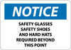 NMC N340PB-NOTICE, SAFETY GLASSES SAFETY SHOES AND HARD HATS REQUIRED BEYOND THIS POINT, 10X14, PS VINYL (1 EACH)