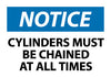 NMC N49AP-NOTICE, CYLINDERS MUST BE CHAINED AT ALL TIMES, 3X5, PS VINYL (PAK OF 5)