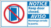 NMC NBA4R-NOTICE, 10 X 18 NOTICE KEEP DOOR CLOSED/AVISO (BILINGUAL W/GRAPHIC), 10X18, RIGID PLASTIC (1 EACH)