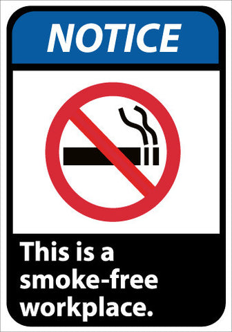 NMC NGA1RB-NOTICE, THIS IS A SMOKE-FREE WORKPLACE (W/GRAPHIC), 14X10, RIGID PLASTIC (1 EACH)