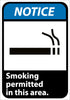 NMC NGA3R-NOTICE, SMOKING PERMITTED IN THIS AREA (W/GRAPHIC), 10X7, RIGID PLASTIC (1 EACH)