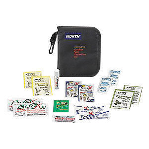 North 122025 By Honeywell 6 7/8" X 5 5/8" X 1" Black Nylon Portable Mount 1 Person Bulk First Aid Kit  (1/EA)