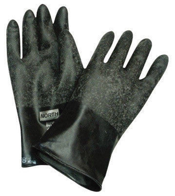 North B161R/11 by Honeywell Size 11 Black 11" 16 mil Unsupported Butyl Chemical Resistant Gloves With Rough Grip-Saf Palm Finish And Rolled Beaded Cuff (6/PR)