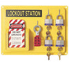 North LSE104F by Honeywell 14" Polystyrene Complete Lockout Station Includes (1) Panel, (4) 3D Wide Keyed Padlocks, (1) ElA290 Lockout Tags And (3) Hasps  (1/EA)