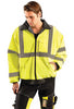 OccuNomix LUX-ETJBJ-YXL X-Large Hi-Viz Yellow Value Polyester And Polyurethane Coated Class 3 Bomber Jacket With Front Zipper Closure, 2'' Silver Reflective Tape, Fleece Lining, Roll Away Hood And 4 Pockets (1/EA)
