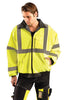 OccuNomix ETJBJ-YL Large Hi-Viz Yellow Value Polyester And Polyurethane Coated Class 3 Bomber Jacket With Front Zipper Closure, 2'' Silver Reflective Tape, Fleece Lining, Roll Away Hood And 4 Pockets (1/EA)