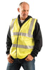 OccuNomix LUX-SSCFGFR-Y3X 3X Hi-Viz Yellow Classic Flame Resistant Solid Cotton Class 2 Dual Stripe Vest With Hook And Loop Closure And 3M Scotchlite 2'' Reflective Tape And 1 Pocket (1/EA)