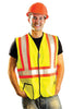 OccuNomix LUX-SSG2T-Y3X 3X Hi-Viz Yellow OccuLux Premium Economy Light Weight Solid Polyester Tricot Class 2 Two-Tone Traffic Vest With Front Hook And Loop Closure And 3M Scotchlite 2'' Reflective Material Backed by Contrasting Trim And 2 Pockets (1/EA)