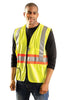 OccuNomix LUX-SSG2TZ-YM Medium Hi-Viz Yellow OccuLux Premium Light Weight Solid Polyester Tricot Class 2 Two-Tone Expandable Traffic Vest With Front Zipper Closure And 3M Scotchlite 2'' Reflective Tape Backed by Orange Trim And 2 Pockets (1/EA)