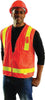 OccuNomix LUX-SSLSDZ-O3X 3X Orange OccuLux L'Orange Classic Premium Light Weight Solid Polyester Tricot Mesh Class 2 Vest With Front Snap Closure And 3M Scotchlite 2'' Reflective Gloss Tape And 12 Pockets (1/EA)