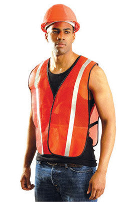 OccuNomix LUX-XSBM-O4X 4X Hi-Viz Orange OccuLux Value Economy Light Weight Polyester Mesh Vest With Front Hook And Loop Closure, 1'' Silver Glass Bead Tape, Elastic Side Straps And 1 Pocket (1/EA)