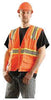 OccuNomix LUX-XTRANS-OXL X-Large Hi-Viz Orange OccuLux Classic Economy Woven Twill Solid Polyester Two-Tone Surveyor's Vest With Front Zipper Closure And 3/4'' White Gloss Tape Backed by Yellow Trim And 9 Pockets (1/EA)