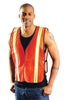 OccuNomix LUX-XTTM-OR Regular Hi-Viz Orange OccuLux Value Economy Light Weight Polyester Mesh Two-Tone Vest With Front Hook And Loop Closure, 1 3/8'' Silver Gloss Tape On Orange Trim, Side Elastic Straps And 1 Pocket (1/EA)